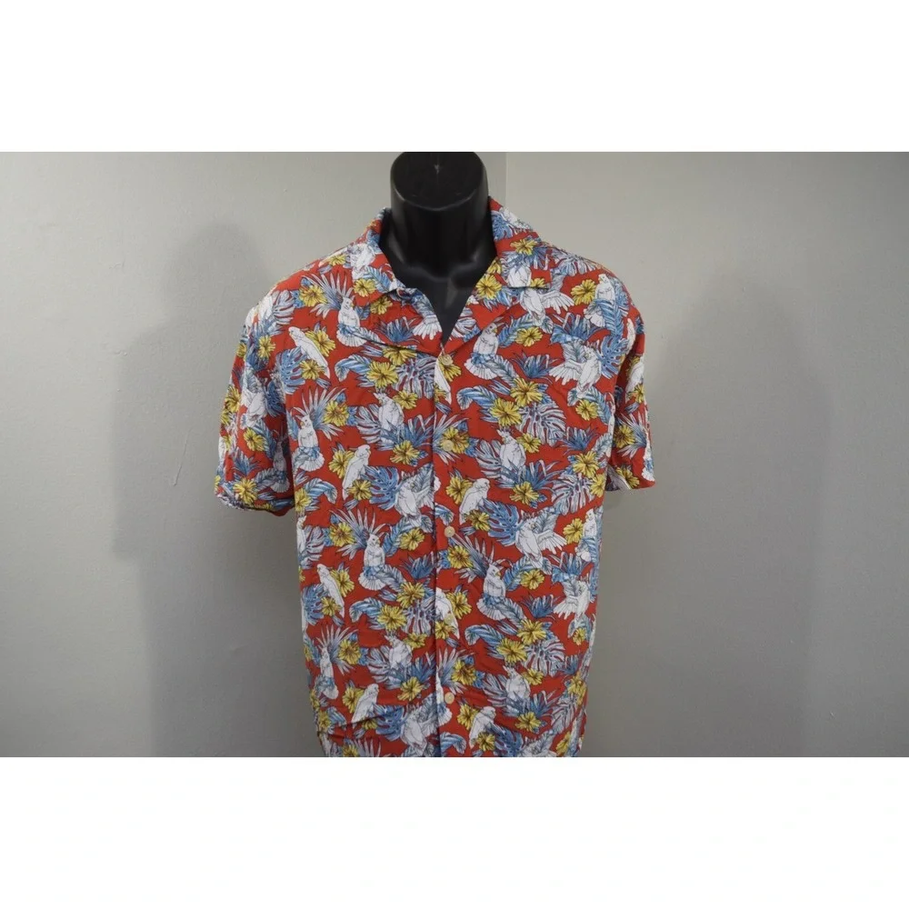 Banana Republic Floral Button Up‎ Standard Fit Short Sleeve Viscose Mens Large